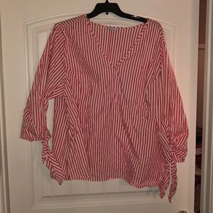 Red and white striped top